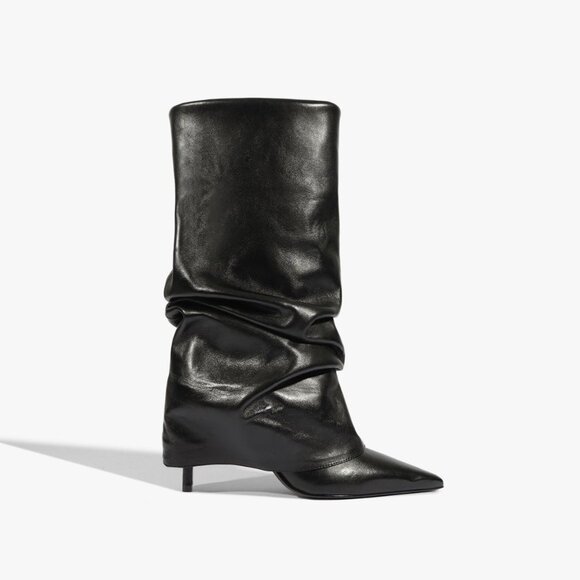 Schutz Mikki Cloak Boot in Black below knee leather kitten heel heeled boots - Picture 1 of 10
